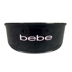 Bebe Black Patent Leather Sunglasses Case Pink Interior Hard Shell with Cloth